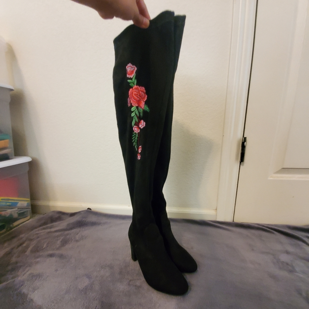 Madden Girl Over-the-knee Boots with Rose Design